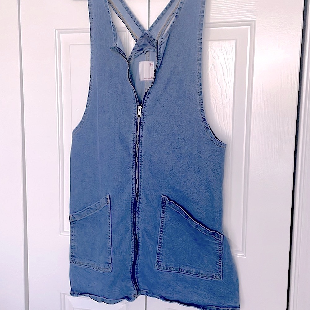 Denim Zip Front Romper XL